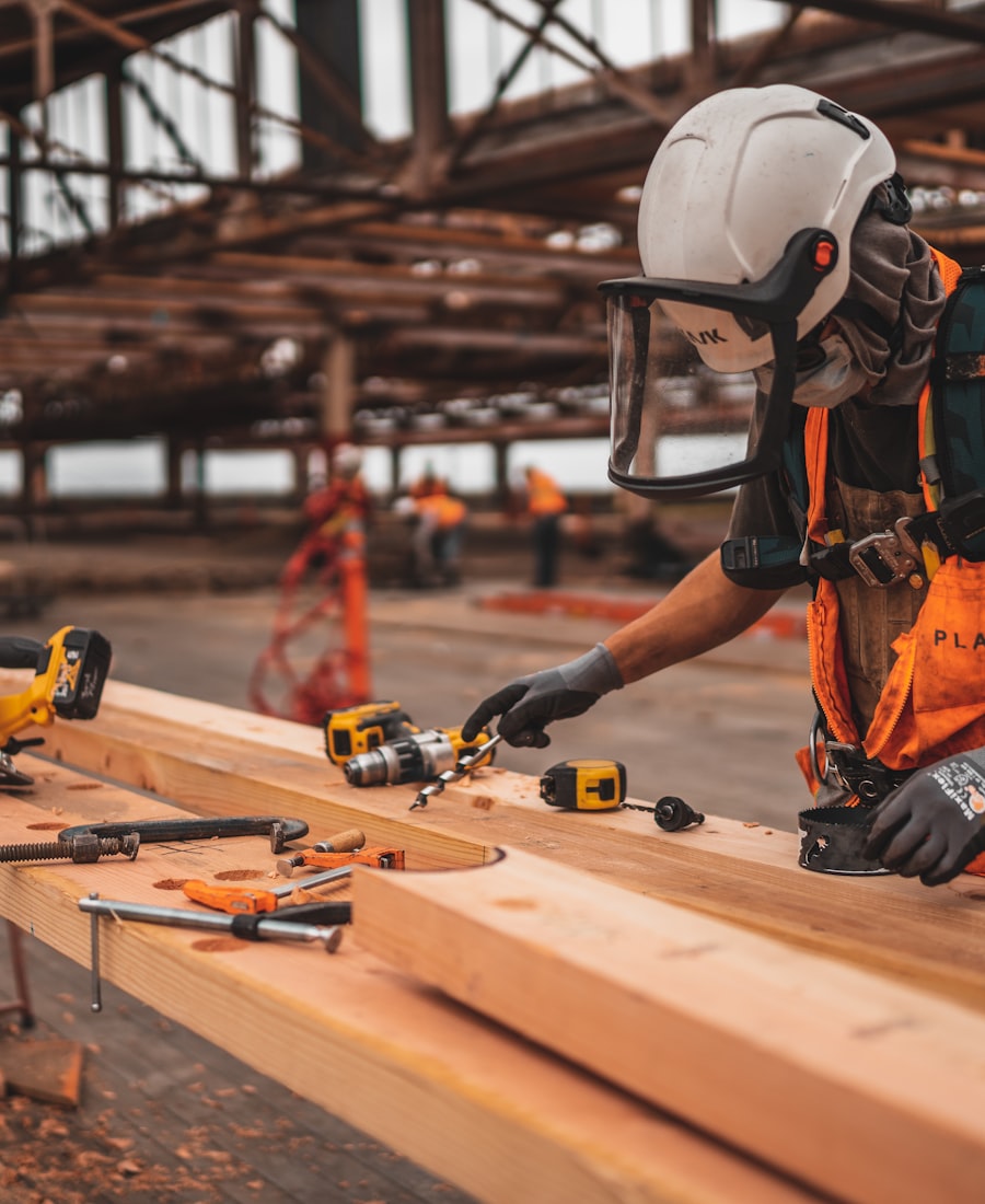 Construction work on a building site